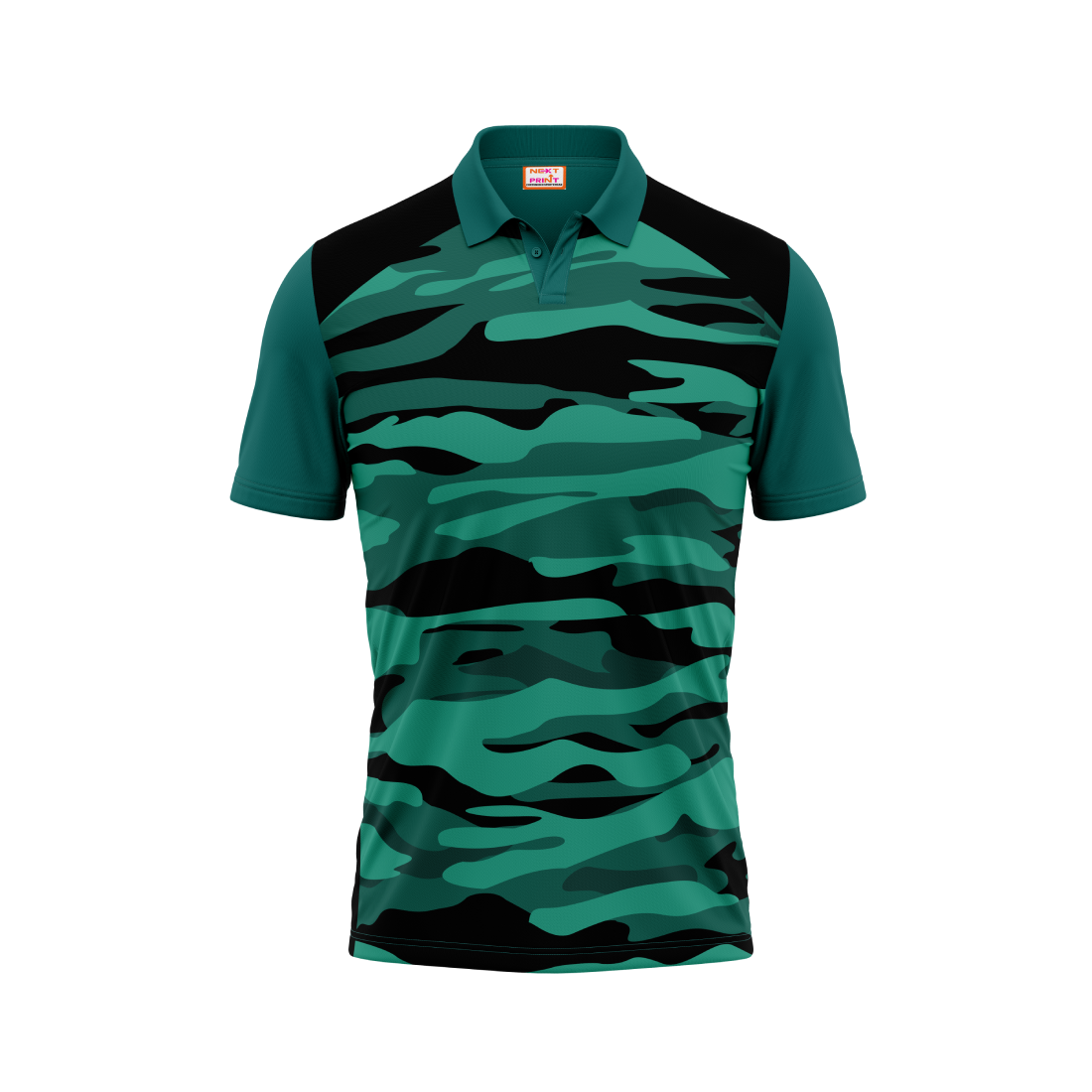 Polo Neck Printed Jersey Green NP0017