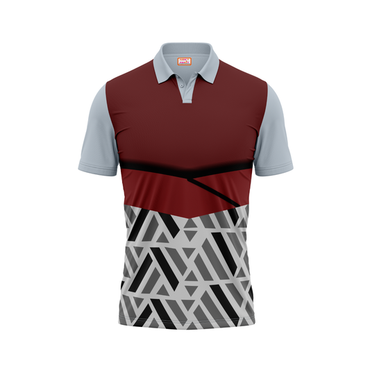 Polo Neck Printed Jersey Grey NP00233