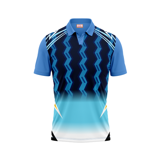 Polo Neck Printed Jersey Sky Blue NP00239
