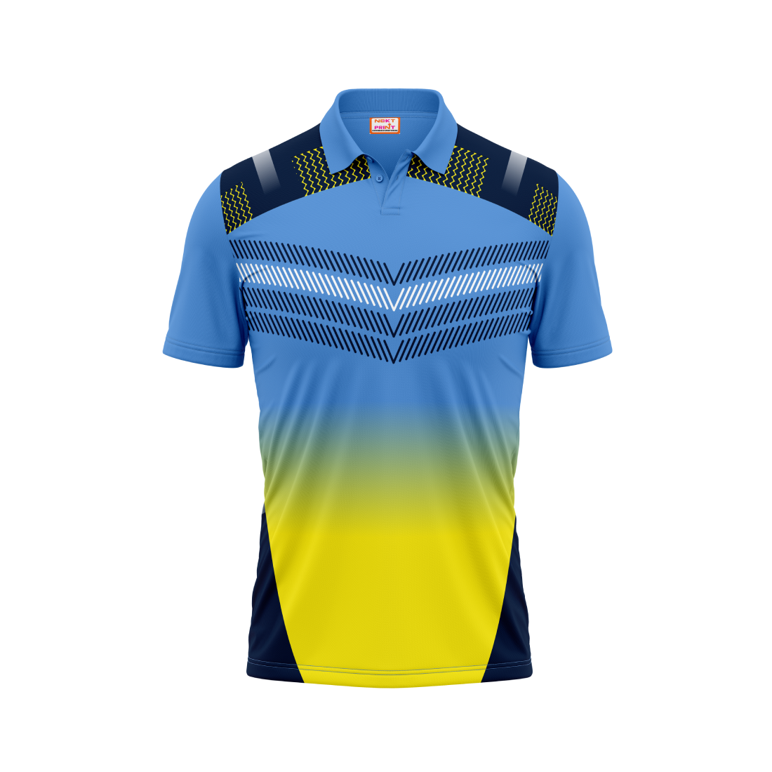 Polo Neck Printed Jersey Sky Blue NP00246