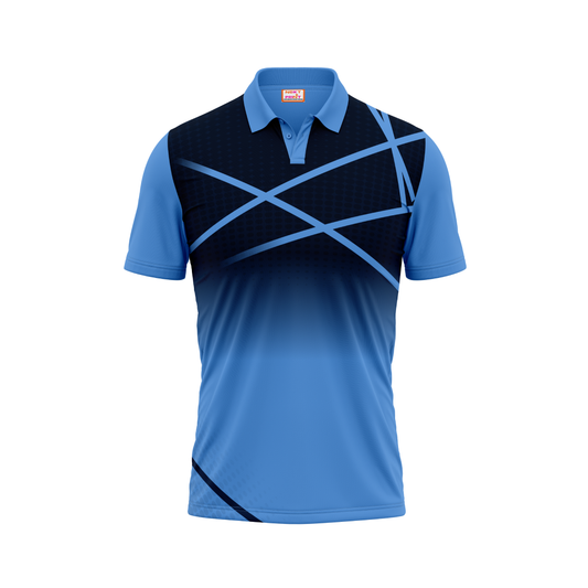 Polo Neck Printed Jersey Sky Blue NP0054