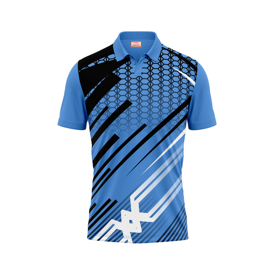 Polo Neck Printed Jersey Sky Blue NP0085