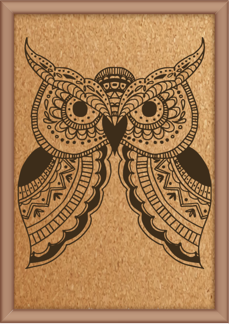 Next Print Laser Engraved Ornamental Owl Design