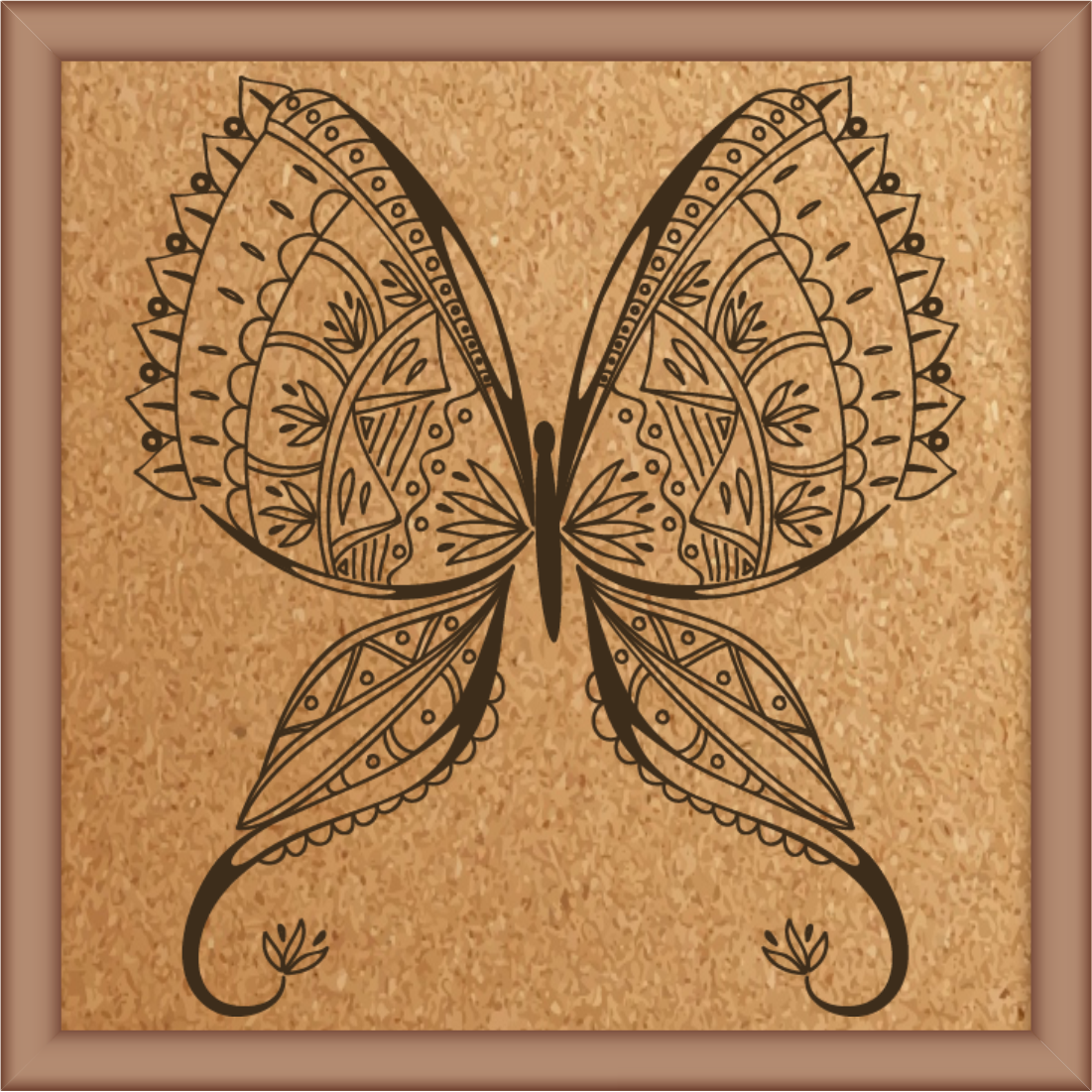 Next Print Laser Engraved  Ornamental Butterfly Design