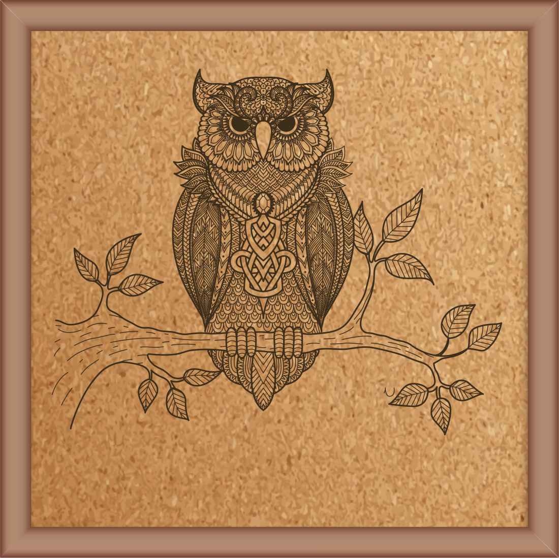 Next Print Laser Engraved Hand drawn owl .