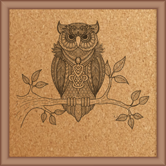 Next Print Laser Engraved Hand drawn owl .