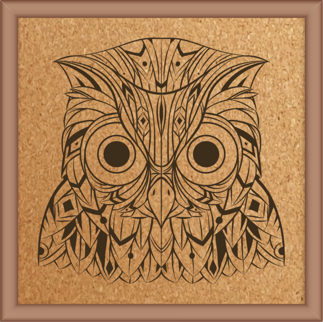 Next Print Laser Engrave Ethnic Abstract Owl  Design
