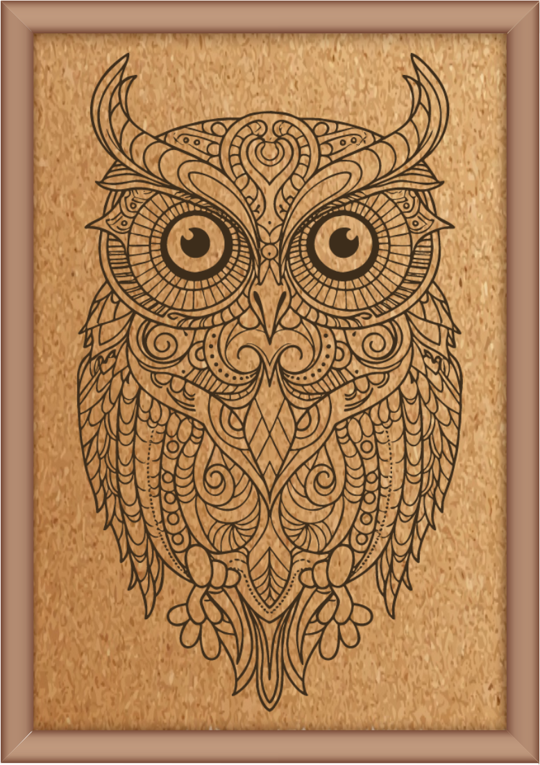 Next Print Laser Engraved Mandala Owl Design