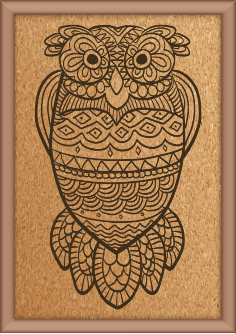 Next Print Laser Engraved Ornamental Owl Design
