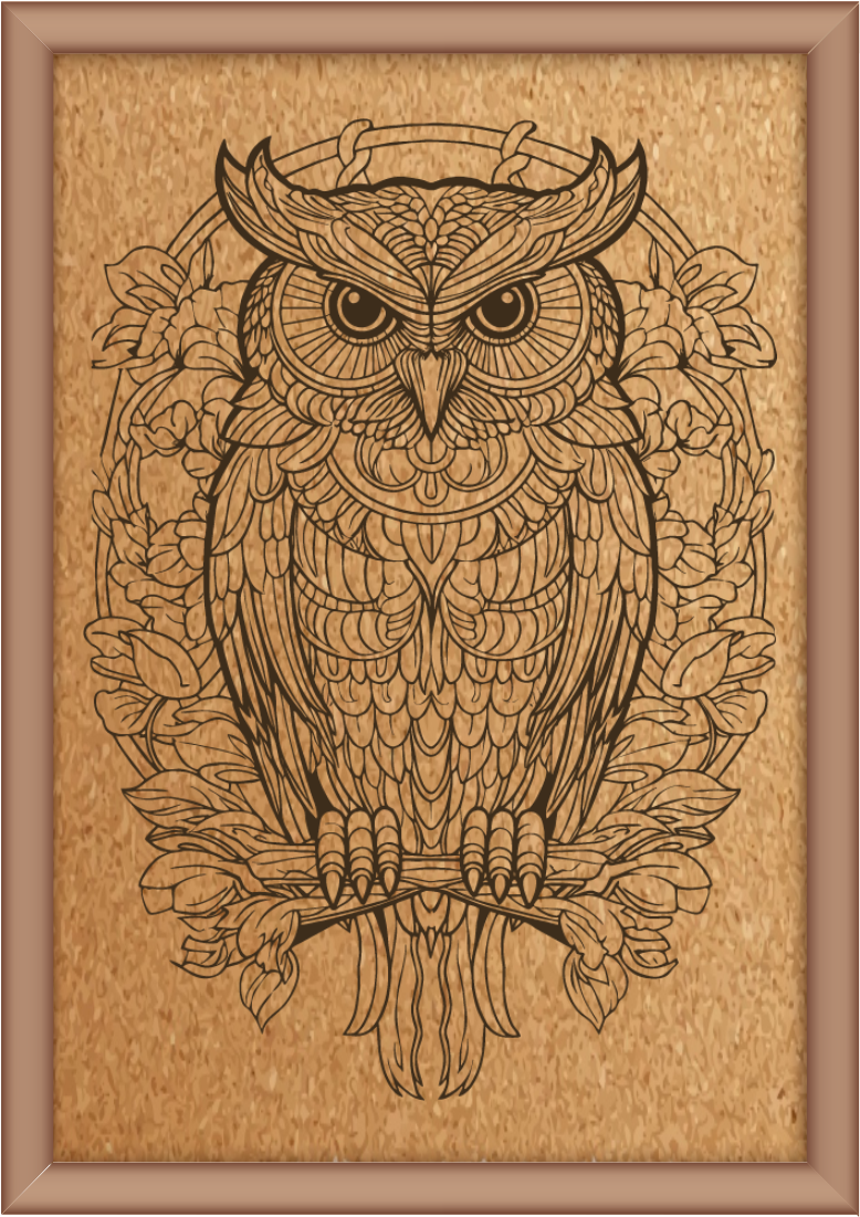 Next Print Laser Engraved Ornamental Owl Design