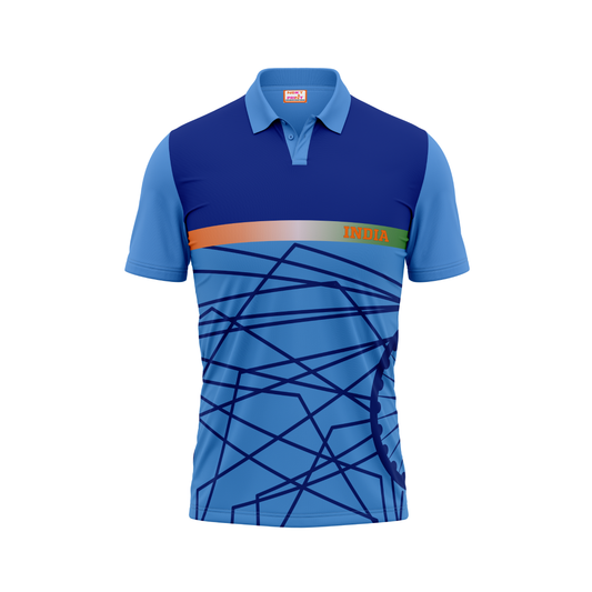 Polo Neck Printed Jersey Sky Blue NP50000104