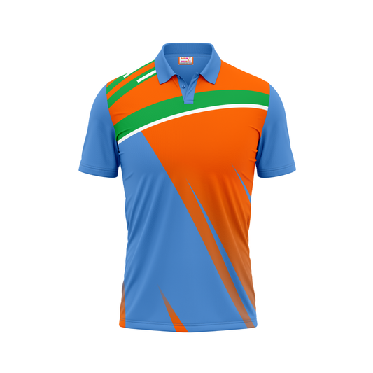 Polo Neck Printed Jersey Sky Blue NP50000131