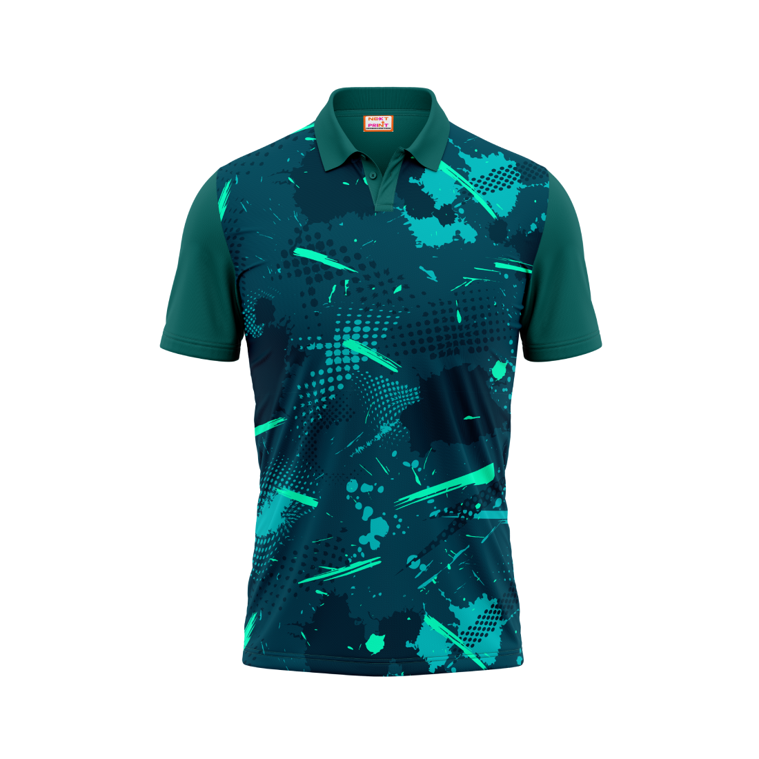 Polo Neck Printed Jersey Green NP5000042