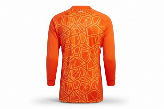 NextPrint Premium Orange Long Sleeve Football Jersey with Geometric Print – Customizable