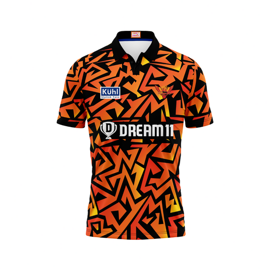 Next Print Customised Ipl Sunrisers Hyderabad Printed Polo Collar Jersey.