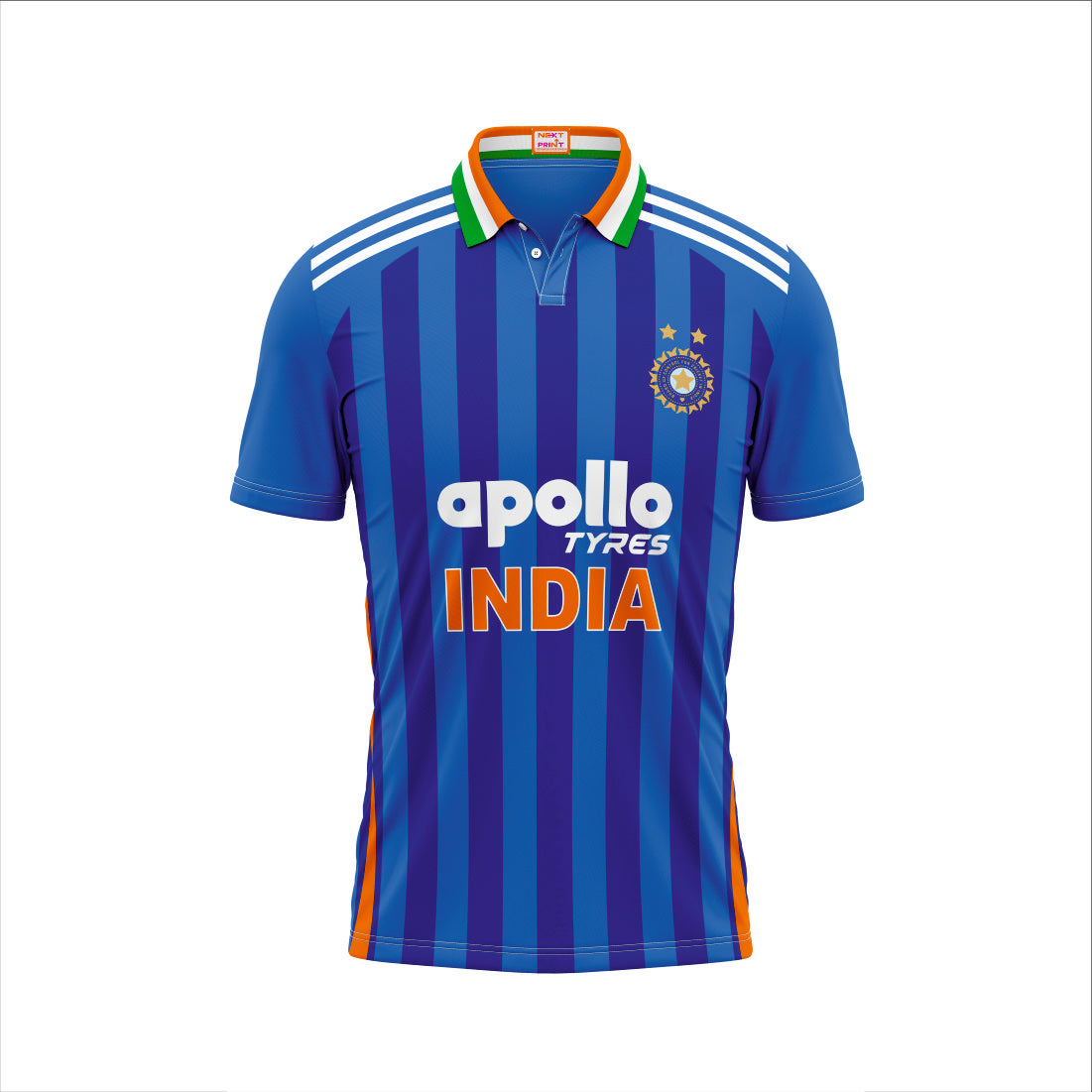 NEXT PRINT Customised India Blue Cricket Polo Collar Jersey - Personalize Your Jersey Men & Women.