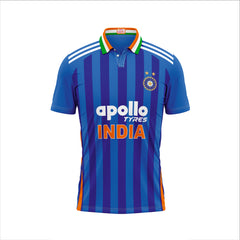 NEXT PRINT Customised India Blue Cricket Polo Collar Jersey - Personalize Your Jersey Men & Women.
