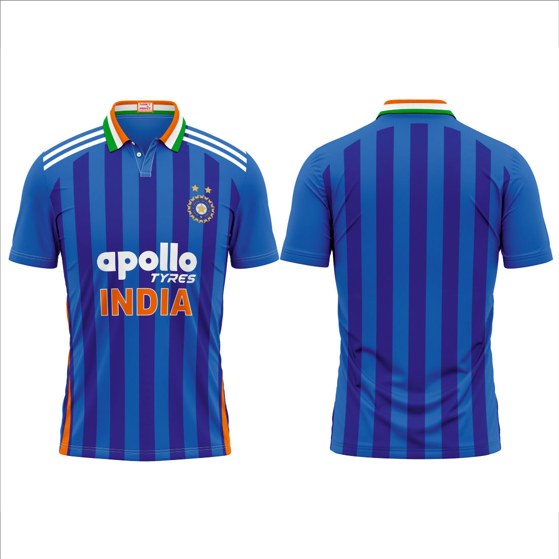 NEXT PRINT Customised India Blue Cricket Polo Collar Jersey - Personalize Your Jersey Men & Women.