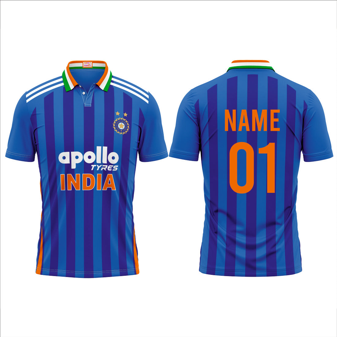NEXT PRINT Customised India Blue Cricket Polo Collar Jersey - Personalize Your Jersey Men & Women.