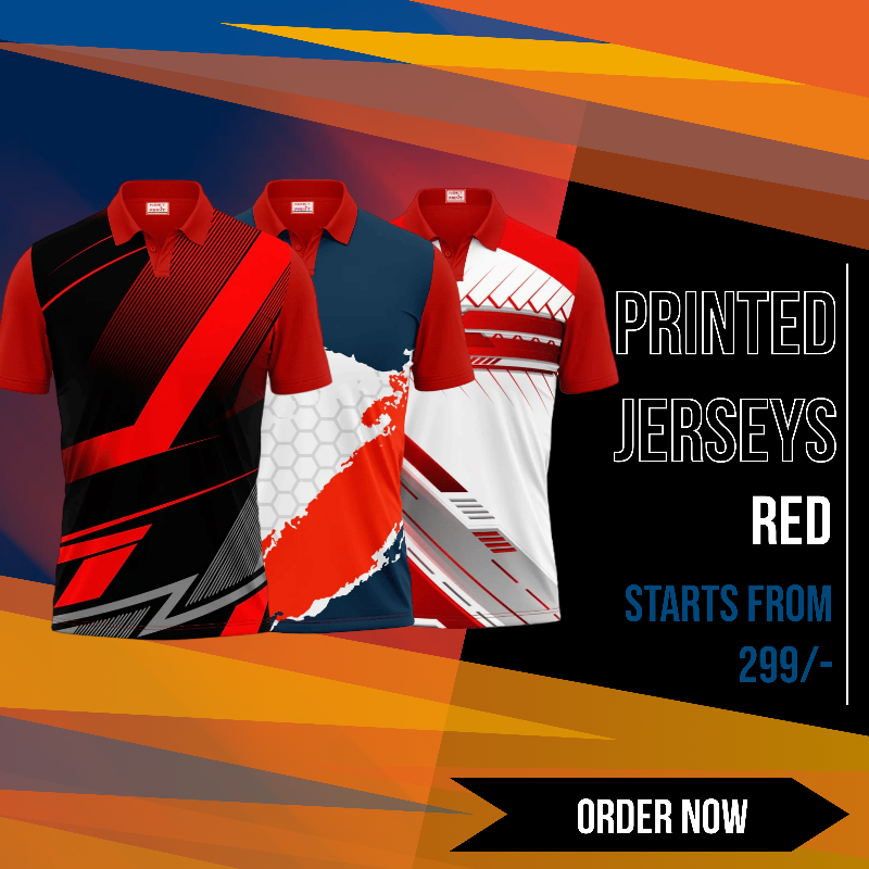 PRINTED POLO NECK RED JERSEYS