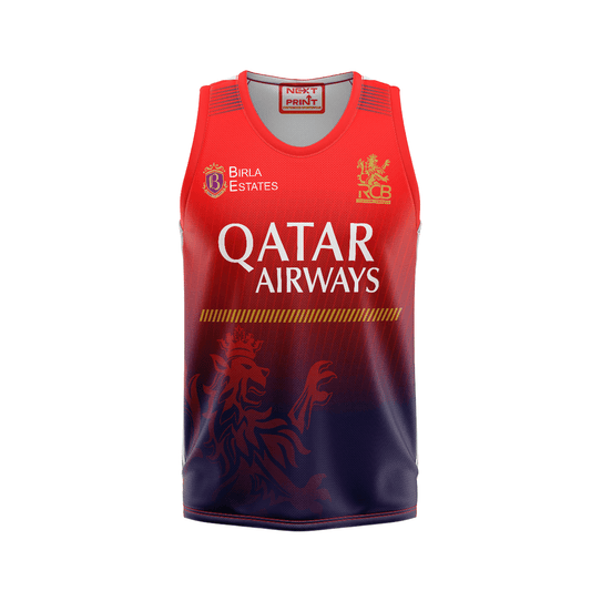 RCB IPL 2026 Sleeveless Jacket Blue Red Front View
