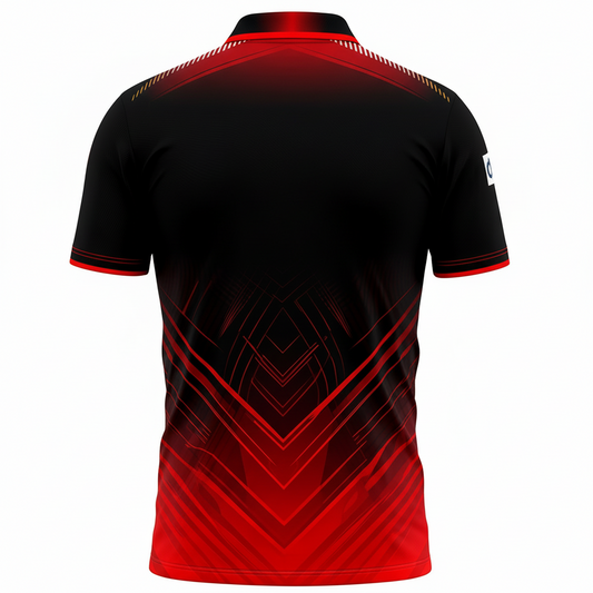 Next Print Black Red Cricket Jersey Geometric Design – Custom Name & Number Sublimation Sports T-Shirt India