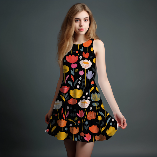 Vibrant Girls' All-Over Print Dress.