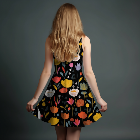 Vibrant Girls' All-Over Print Dress.