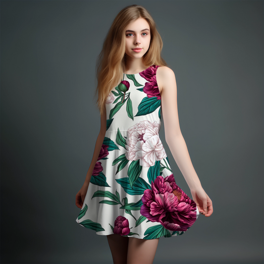 Vibrant Girls' All-Over Print Dress.