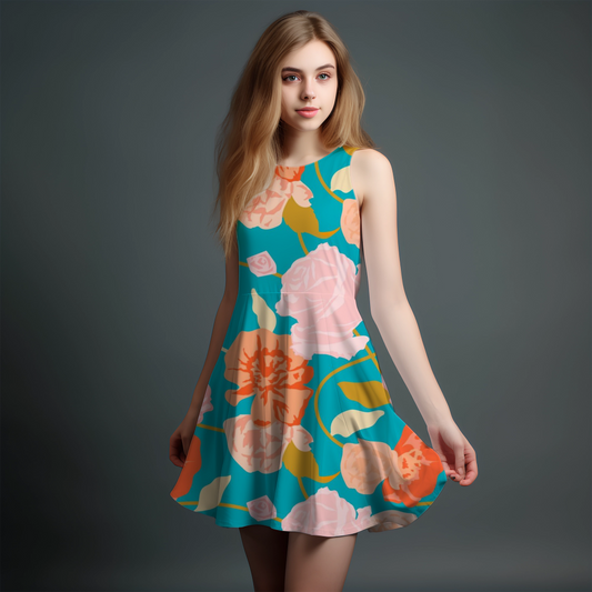 Vibrant Girls' All-Over Print Dress.