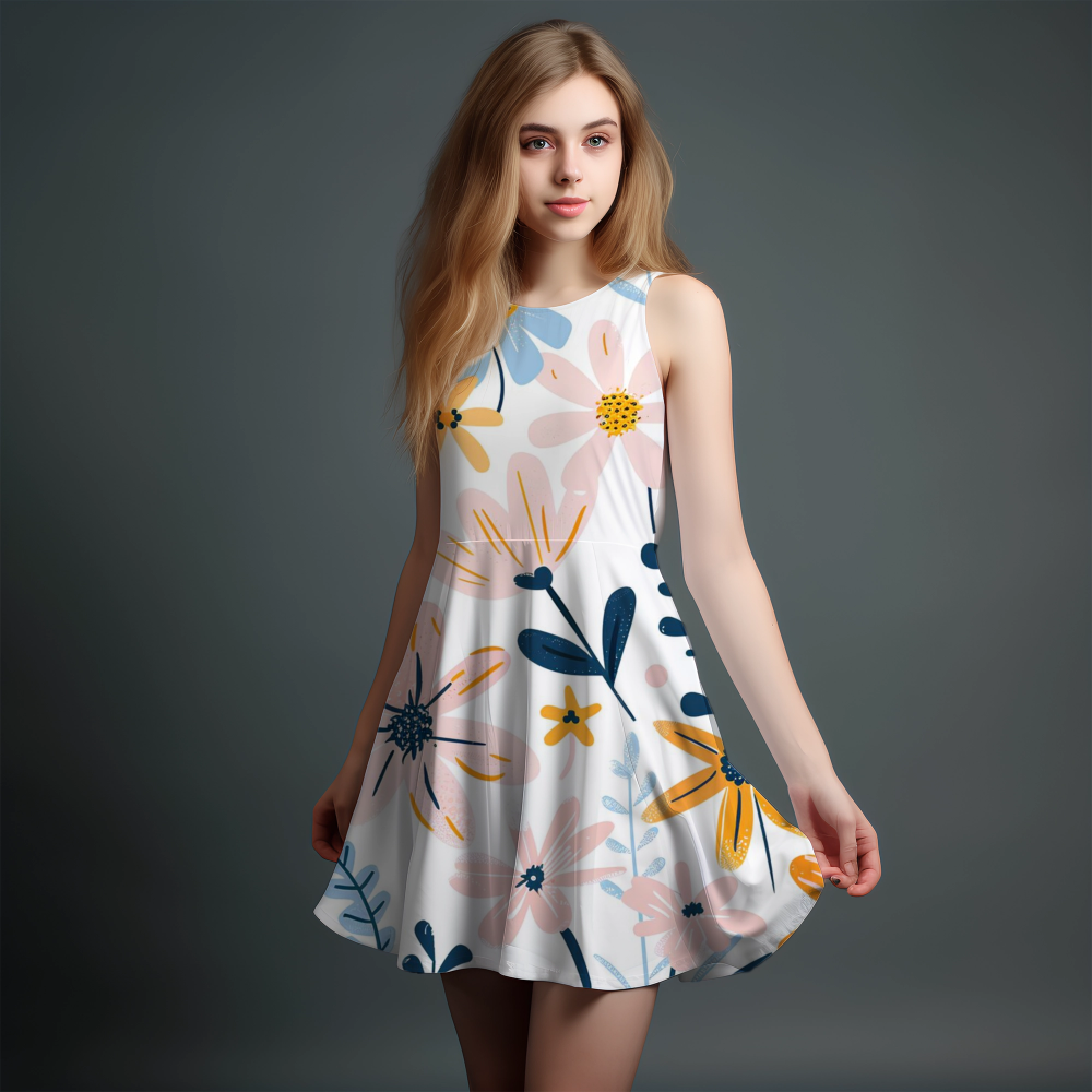 Vibrant Girls' All-Over Print Dress.