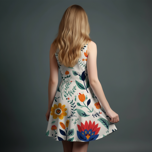 Vibrant Girls' All-Over Print Dress.