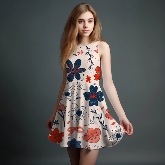 Vibrant Girls' All-Over Print Dress.