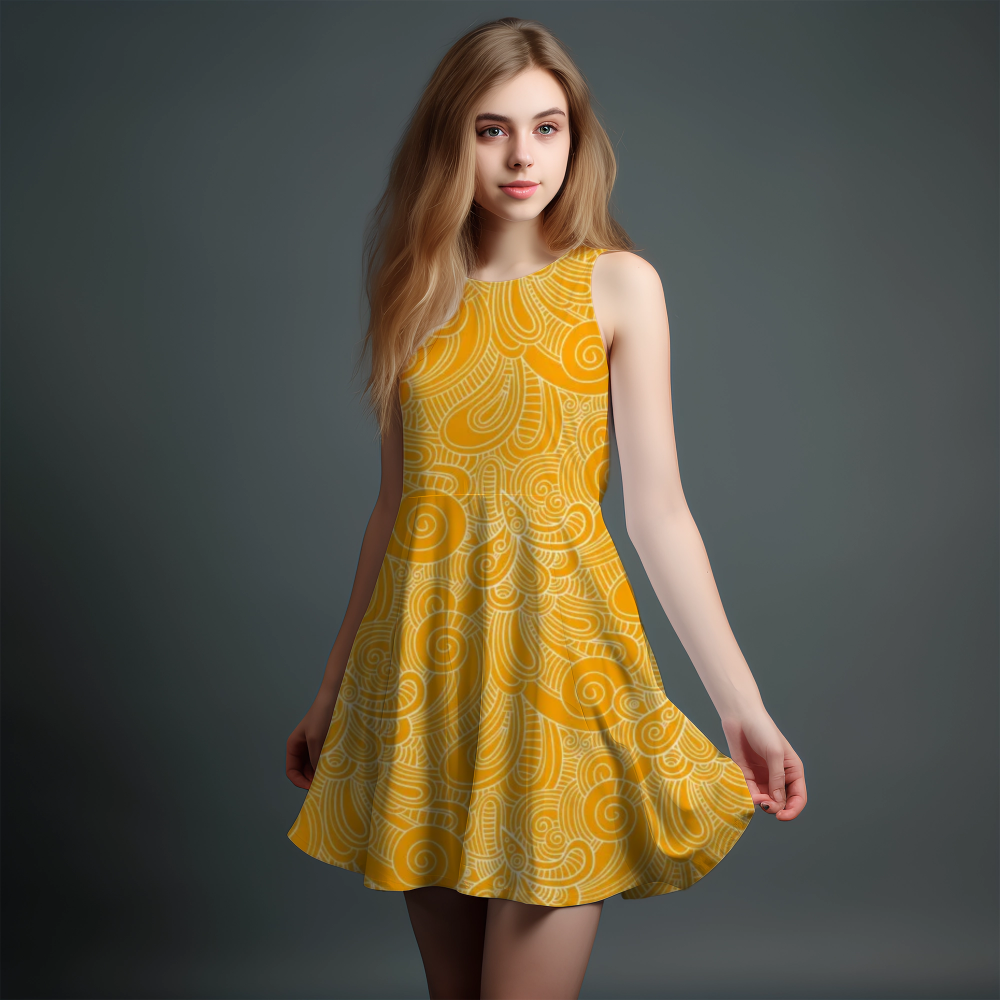 Vibrant Girls' All-Over Print Dress.