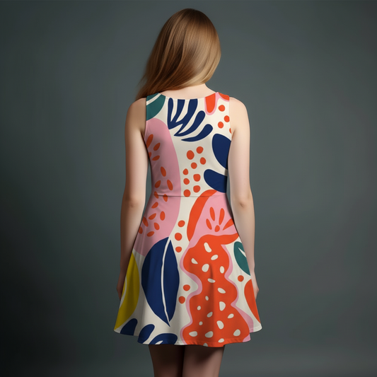 Vibrant Girls' All-Over Print Dress.