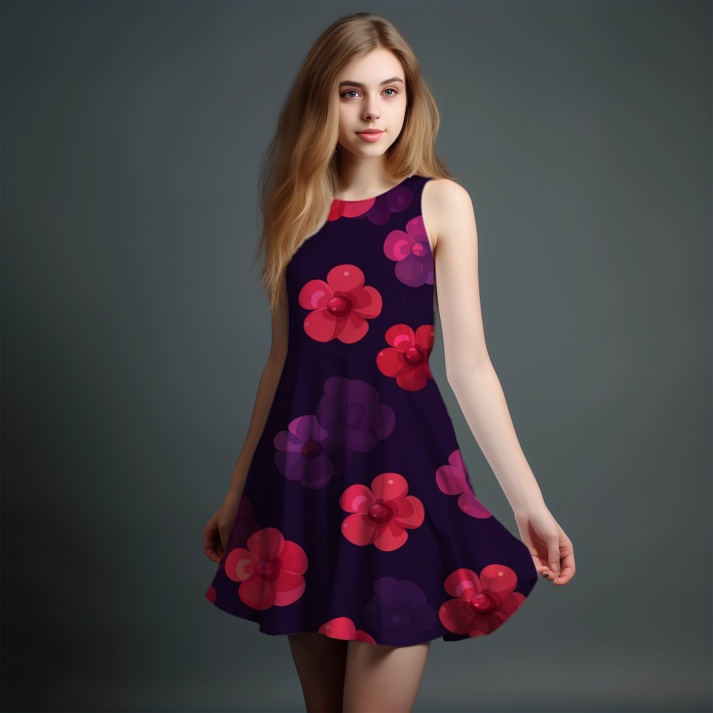 Vibrant Girls' All-Over Print Dress.