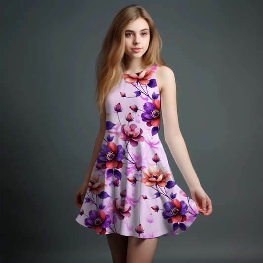 Vibrant Girls' All-Over Print Dress.