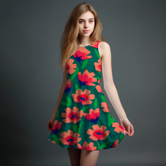 Vibrant Girls' All-Over Print Dress