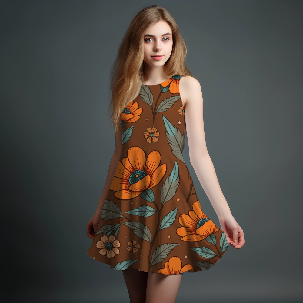 Vibrant Girls' All-Over Print Dress