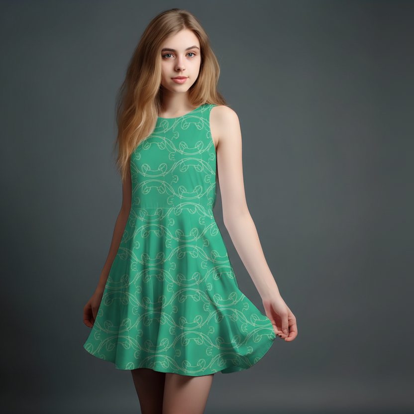 Vibrant Girls' All-Over Print Dress