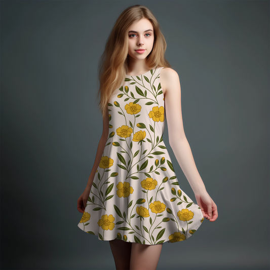 Vibrant Girls' All-Over Print Dress