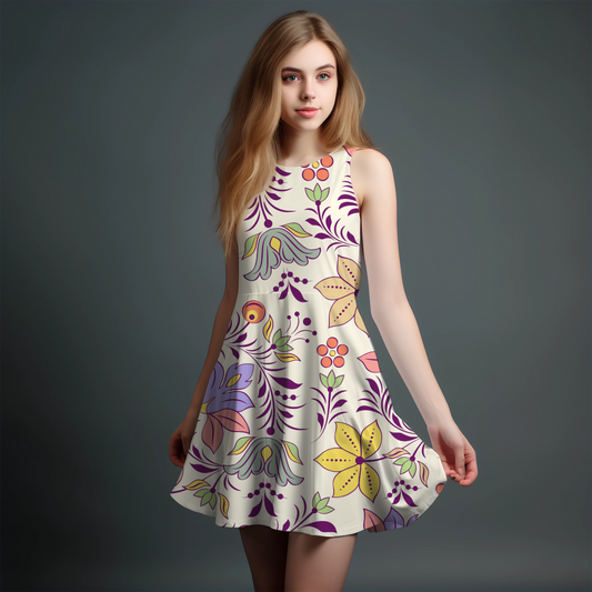 Vibrant Girls' All-Over Print Dress.
