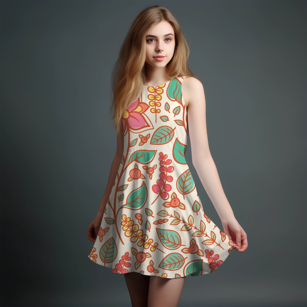 Vibrant Girls' All-Over Print Dress
