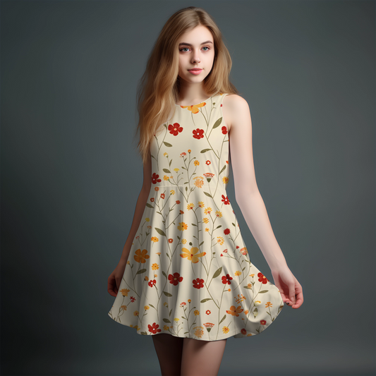 Vibrant Girls' All-Over Print Dress