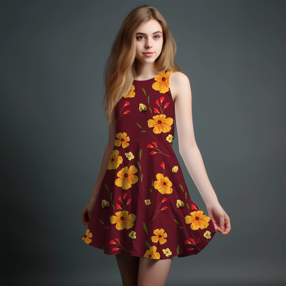 Vibrant Girls' All-Over Print Dress.