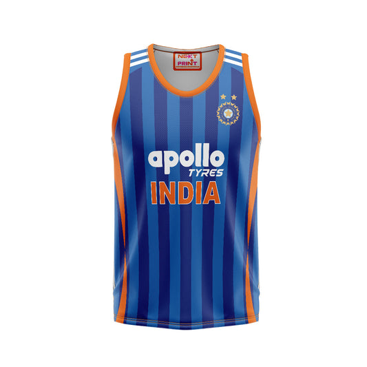 NEXT PRINT Customised India Cricket Sleeveless Jersey - Personalize Your World Cup Kit.