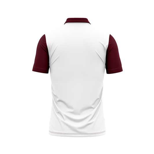 Plain Polo neck White Marron Tshirt