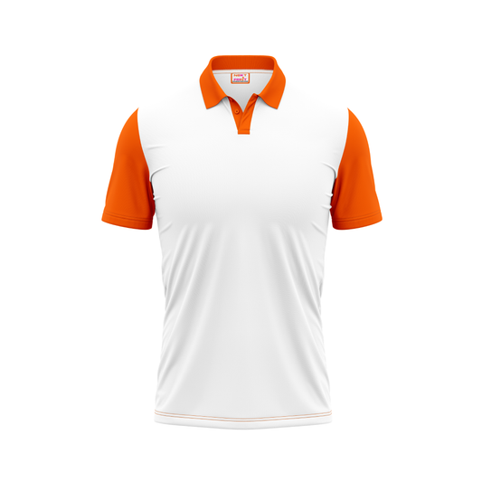 Plain Polo neck White Orange Tshirt