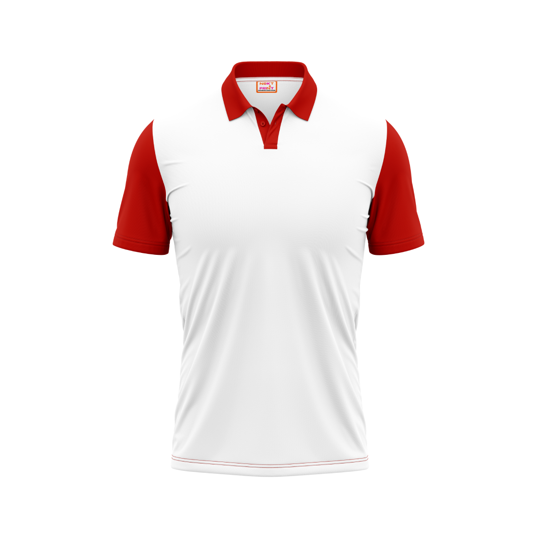 Plain Polo neck White Red Tshirt