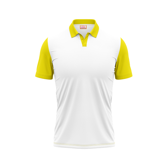 Plain Polo neck White Yellow Tshirt